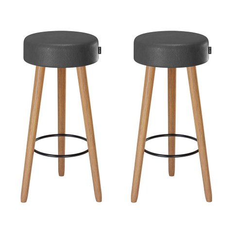 Kit 2 Banquetas Alta Genebra Balcão Bar Bancada Bistrô Gourmet Estrutura Pés Madeira Natural – Cores