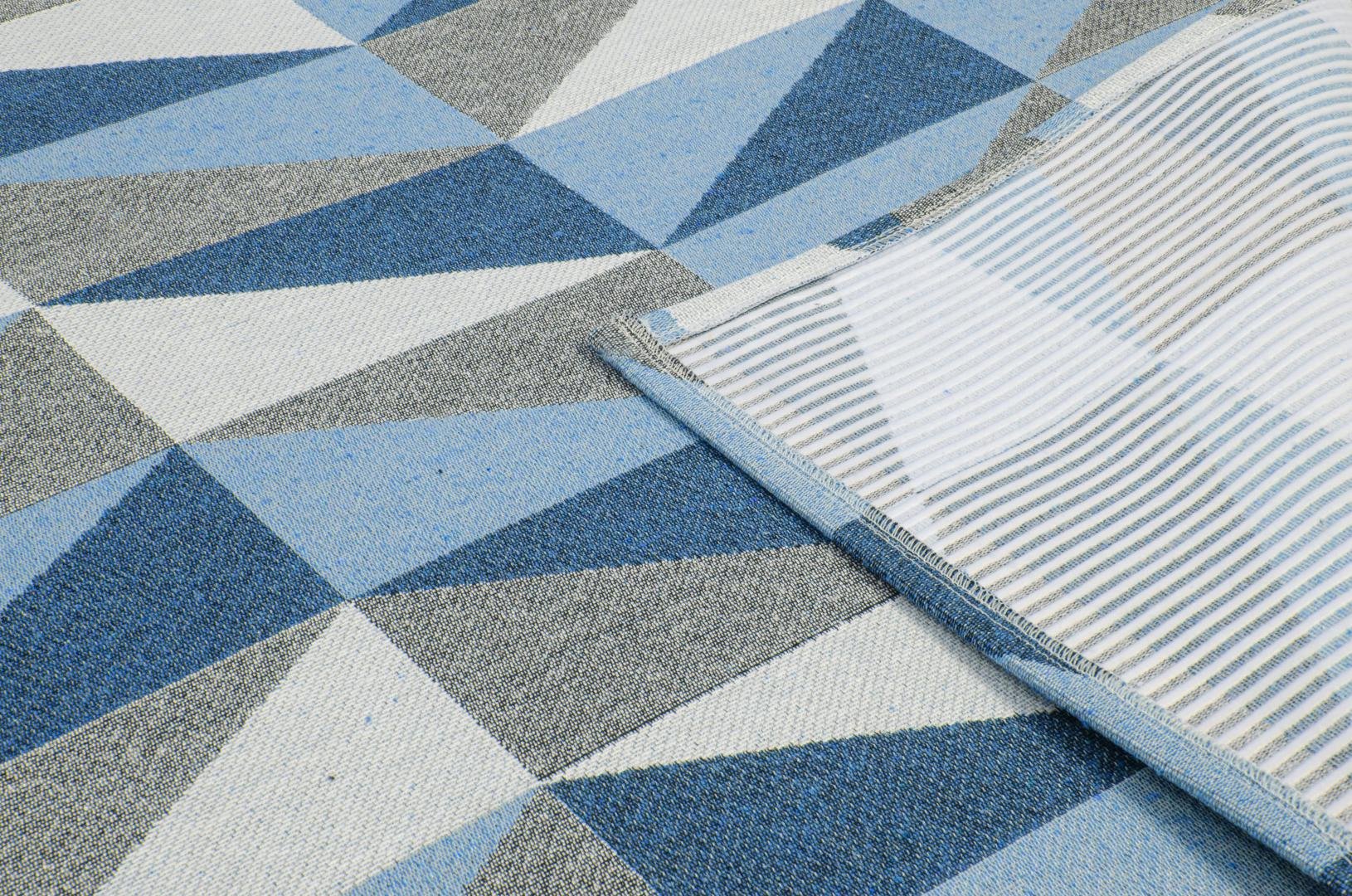 Tapete Para Sala ou Quarto 1,00M x 1,32M Antiderrapante Miami Ladrilhos Azul - 6