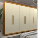 Ver imagem 1 de Guarda Roupa 2,73 Gelius Absolut New 6 Portas com Pés Naturale/off White - Mdf