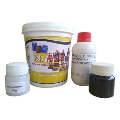 Kit Resina Semi Rígida para Preenchimento de Moldes de Silicone Aço Alumínio Retafill 1kg - Preto