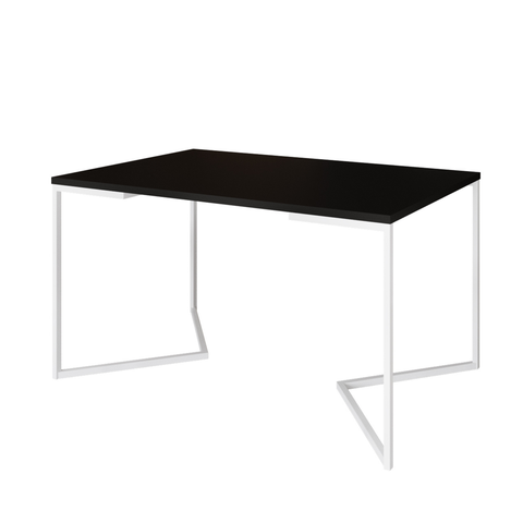 Mesa de Jantar Industrial Base De Ferro Branco em V Tampo 137x90 Preto