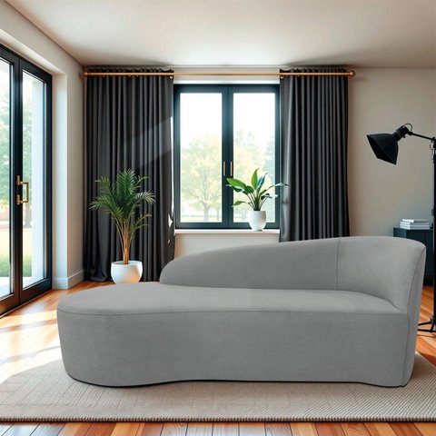 Recamier Curvo Orgânico 140cm 2 Lugares Lado Esquerdo para Sala de Estar Bouclé Paris
