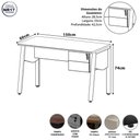 Ver imagem 3 de Mesa Escrivaninha 150cm x 60cm com Gaveteiro Suspenso e Tampo Chanfrado F5 Office Cor:Macadâmia com