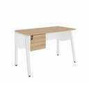 Ver imagem 2 de Mesa Escrivaninha 150cm x 60cm com Gaveteiro Suspenso e Tampo Chanfrado F5 Office Cor:Macadâmia com