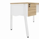 Ver imagem 5 de Mesa Escrivaninha 150cm x 60cm com Gaveteiro Suspenso e Tampo Chanfrado F5 Office Cor:Macadâmia com