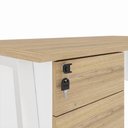 Ver imagem 6 de Mesa Escrivaninha 150cm x 60cm com Gaveteiro Suspenso e Tampo Chanfrado F5 Office Cor:Macadâmia com