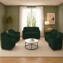 Ver imagem 1 de Kit Namoradeira + 4 Poltronas Decorativas para Sala Mila Suede Cores Pé de Plastico Cromado