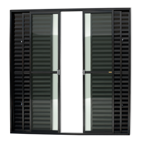 Porta Balcão Alumínio 6F.210 x 200 V.Liso Preto Brimak