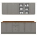 Ver imagem 1 de Cozinha Modulada 9 Pecas 240cm Ce856 Americana Henn Cinza Nature