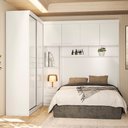 Ver imagem 4 de Guarda Roupa Modulado Casal 2 Portas de Correr com Cabeceira - Branco