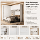 Ver imagem 7 de Guarda Roupa Modulado Casal 2 Portas de Correr com Cabeceira - Branco