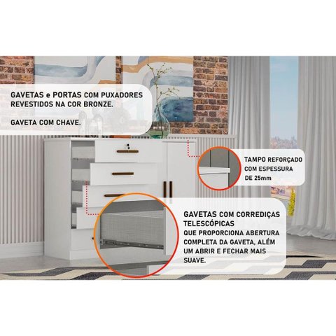 Cômoda Juvenil Space C/ 2 Portas e 5 Gavetas Cumaru/fendi - Novo Horizonte