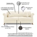 Ver imagem 5 de Kit 2 Poltronas e Sofá 2 Lugares 1,60m Pés Castanho Bege