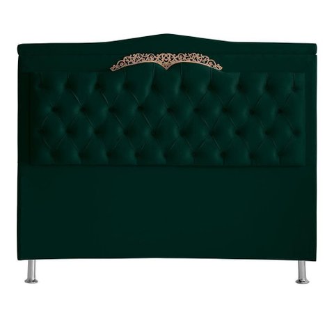 Cabeceira de Cama Box Barcelona Casal 140 Cm Capitonê Retro Botão Encapados Suede Verde do Lar Mó