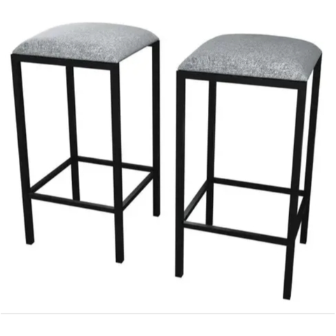 Kit 2 Banquetas Aço Estilo Industrial Estofada