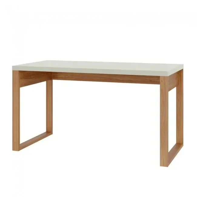 Mesa Escritorio Industrial 135 X 68cm - Off White/freijo - 2