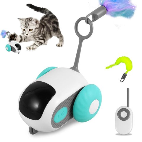 Brinquedo de Gato Felino Pet Carrinho Controle Remoto Usb Bateria Recarregavel Interativo Entretenim