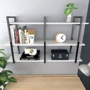 Ver imagem 2 de Prateleira Industrial Moveis Escritorio Quarto Estante Infantil Plantas Branco Ferro e Madeira