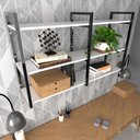 Ver imagem 3 de Prateleira Industrial Moveis Escritorio Quarto Estante Infantil Plantas Branco Ferro e Madeira