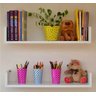 Kit 2 Prateleiras Decoração Casa Quarto 60x20cm MDF Branco Multiuso Livros Revistas - GRUMOBILE - 2