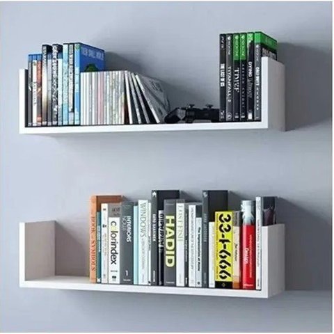 Kit 2 Prateleiras Decoração Casa Quarto 60x20cm MDF Branco Multiuso Livros Revistas - GRUMOBILE