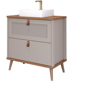 Gabinete de Banheiro com Cuba Veneto Capuccino e Freijó 60 Cm