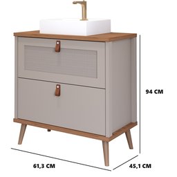 Gabinete de Banheiro com Cuba Veneto Capuccino e Freijó 60 Cm - 2