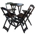 Ver imagem 1 de Conjunto de Mesa Bistrô de Madeira com 4 Cadeiras Dobravel Ideal para Bar e Restaurante Tabaco