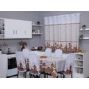 Ver imagem 1 de Kit 12 Capas de Cadeira + Toalha de Mesa + Cortina Sala de Jantar Cozinha Dos Sonhos Completa Cappuc