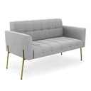 Ver imagem 1 de Sofá Namoradeira 2 Lugares Pé de Ferro Dourado Elisa Suede Cinza D03 - D'Rossi