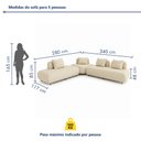 Ver imagem 3 de Sofá de Canto Modulado Orgânico com Almofadas e Base Madeira Maciça 280CMX340CM Madri