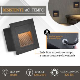 13 Balizador de Led para Jardim Embutido Preto Lup51 - 7