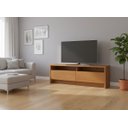 Ver imagem 2 de Rack Elos de Luxo para Sala Tv Diversas Polegadas Moderna Compacta 2 Gavetas 2 Nichos - Cedro