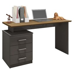 Mesa para Computador Flay e Livreiro Office Freijó Grafite Perolizado - Móveis Leão - 2