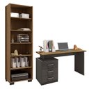 Ver imagem 1 de Mesa para Computador Flay e Livreiro Office Freijó Grafite Perolizado - Móveis Leão