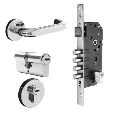 Fechadura Porta 4 Pinos Cil 9cm Multiponto Maçaneta FAN9003P