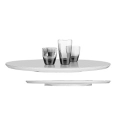 Prato Giratório mesa diâmetro 50 cm para servir laqueado brilho mdf com vidro Decorativo Off White - 1