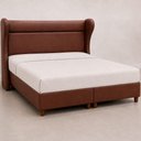 Ver imagem 3 de Cama Box Queen com Cabeceira Elegante Courino Marrom Sallar Home