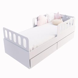 Cama Solteiro Mdf Bp com 02 Gavetas Grades e Cabeceira Megamobilia - 5