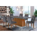 Ver imagem 1 de Conjunto: Mesa de Cozinha Luna C/ Tampo de Vidro Canto Curvo 180x90cm e 6 Cadeiras Imperatriz Imbuia