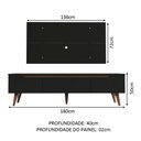 Ver imagem 4 de Rack Madesa Reims e Painel para Tv até 55 Polegadas 2 Portas e 1 Gaveta - Preto