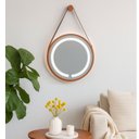 Ver imagem 2 de Espelho Redondo Adnet Iluminado Led com Alça 40cm Premium - Cobre Alça Caramelo