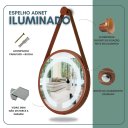 Ver imagem 4 de Espelho Redondo Adnet Iluminado Led com Alça 40cm Premium - Cobre Alça Caramelo