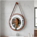 Ver imagem 1 de Espelho Redondo Adnet Iluminado Led com Alça 40cm Premium - Cobre Alça Caramelo
