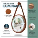 Ver imagem 3 de Espelho Redondo Adnet Iluminado Led com Alça 40cm Premium - Cobre Alça Caramelo