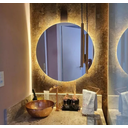 Ver imagem 3 de Espelho Orgânico Decorativo Lapidado com Led 40x40 Cm E08 para Sala, Quarto, Banheiro, 3000k 220v