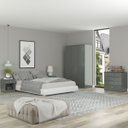 Ver imagem 1 de Jogo de Quarto para Solteiro Guarda-roupa Cômoda Mesa de Cabeceira London 4 Peças Cinza