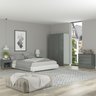 Jogo de Quarto para Solteiro Guarda-roupa Cômoda Mesa de Cabeceira London 4 Peças Cinza - 1