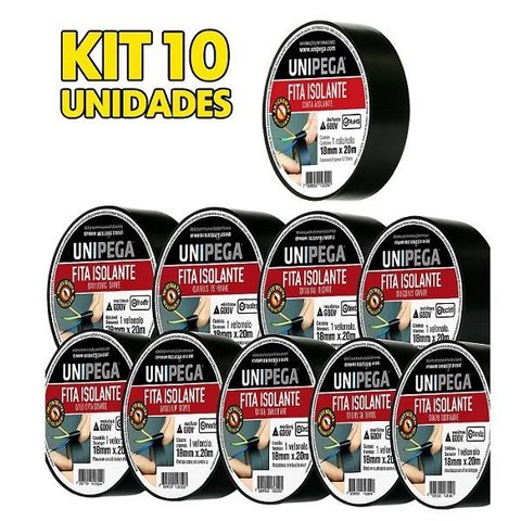 Kit com 10 Fita Isolante Antichamas 18mm X 20m Unipega
