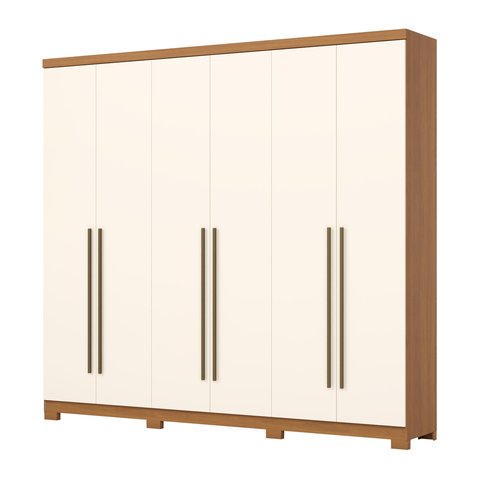 Guarda Roupa Casal 06 Portas 03 Gavetas New Jade D345 Cinamomo Off White - Henn